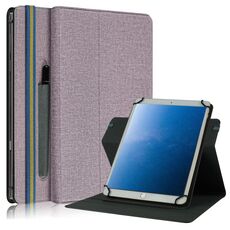 Custodia in pelle universale per tablet PC con rotazione orizzontale a rotazione 360 per tessuto da 10 pollici con slot per penna (viola)