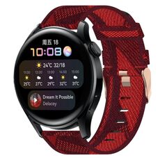 Per Huawei Watch 3 22mm Nylon Woven Watch Band (Red)