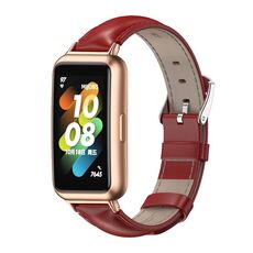 Per Huawei Band 7/7 NFC MIJOBS Cinturino in pelle di vacchetta (oro rosa rosso)