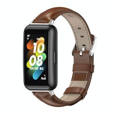Per Huawei Band 7/7 NFC MIJOBS Cinturino in pelle di vacchetta (marrone argento)