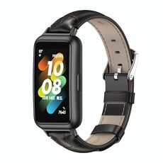 Per Huawei Band 7/7 NFC MIJOBS Cinturino in pelle di vacchetta (Giunto di bambù nero)
