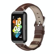 Per Huawei Band 7/7 NFC MIJOBS Cinturino in pelle di vacchetta (bambù Joint Coffee Silver)