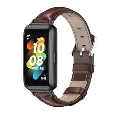 Per Huawei Band 7/7 NFC MIJOBS Cinturino in pelle di vacchetta (bambù Joint Coffee Black)