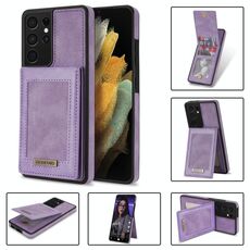 Per Samsung Galaxy S21 Ultra 5G N.Bekus Vertical Flip Card Slot RFID Phone Case (viola)