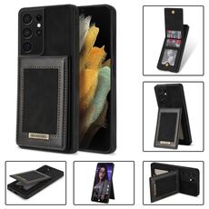 Per Samsung Galaxy S21 Ultra 5G N.Bekus Vertical Flip Card Slot RFID Phone Case(Nero)