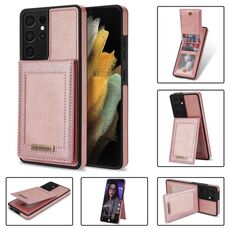 Per Samsung Galaxy S21 Ultra 5G N.Bekus Vertical Flip Card Slot Custodia per telefono RFID (oro rosa)