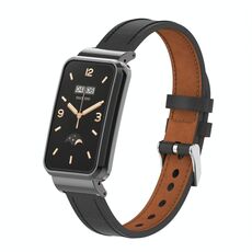 Per Xiaomi Mi Band 7 Pro Cinturino in pelle con struttura in metallo in microfibra (nero)