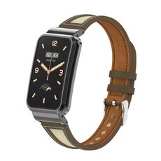 Per Xiaomi Mi Band 7 Pro Collage Cinturino in pelle con struttura in metallo a vita piccola (marrone)