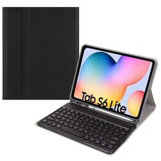 Custodia in pelle per tastiera Bluetooth con cappuccio rotondo con slot per penna, senza touchpad per Samsung Galaxy Tab S7 (tastiera nera + nera)