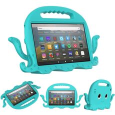Per Amazon Kindle Fire HD 7 2019/2017/2015 Octopus Eva Shock Aoff -Tablet Case con film sullo schermo e spalla (Glacier Green)