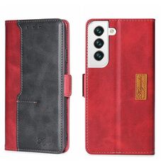 Per Samsung Galaxy S22 + Custodia per telefono in pelle con fibbia laterale a contrasto (rosso + nero)