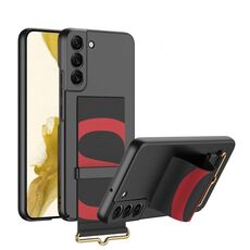 Per Samsung Galaxy S22 + 5G GKK Custodia per telefono con cinturino ultra sottile (nero)