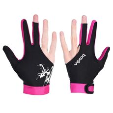 BOODUN M050912 Guanti da biliardo a tre dita sottili traspiranti da uomo e da donna, taglia: L (rosso rosa)