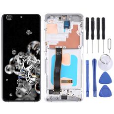 Schermo LCD originale Super AMOLED per Samsung Galaxy S20 Ultra 4G/S20 Ultra 5G digitalizzatore assemblaggio completo con cornice (argento)