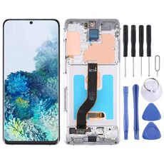 Schermo LCD originale Super AMOLED per Samsung Galaxy S20+ 5G SM-G986B/G985 digitalizzatore assemblaggio completo con cornice (argento)