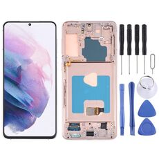 Schermo LCD originale Super AMOLED per Samsung Galaxy S21+ (5G) SM-G996 Assemblaggio completo con cornice (oro)