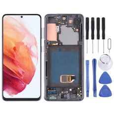 Schermo LCD originale Super AMOLED per Samsung Galaxy S21 4G/S21 5G SM-G990 SM-G991 Assemblaggio completo con cornice (nero)