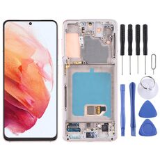 Schermo LCD originale Super AMOLED per Samsung Galaxy S21 4G/S21 5G SM-G990 SM-G991 Assemblea completa con cornice (oro)