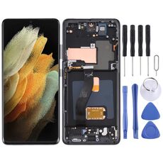 Schermo LCD originale Super AMOLED per Samsung Galaxy S21 Ultra 5G SM-G998B Assemblaggio completo con cornice (nero)
