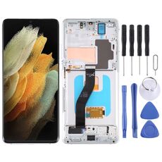 Schermo LCD originale Super AMOLED per Samsung Galaxy S21 Ultra 5G SM-G998B Assemblea completa con cornice (argento)
