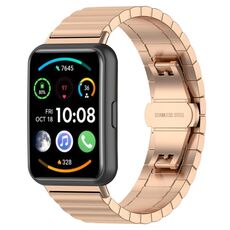Per Huawei Watch Fit 2 Cinturino in acciaio inossidabile con una perlina (oro rosa)