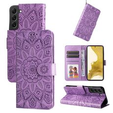 Per Samsang Galaxy S22 + 5G Custodia in pelle di girasole goffrata (viola)