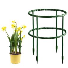 Anello di supporto in plastica per piante da giardino con supporto per fiori, stile: doppio strato lungo (verde)