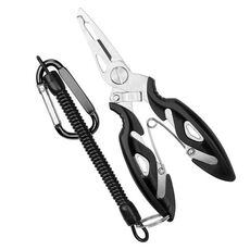 2 PCS Pinze da pesca con esca Hook Picker Pinze da richiamo + Corda anti-smarrimento (nero)
