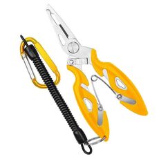 2 PCS Pinze da pesca con esca Hook Picker Pinze da richiamo + Corda anti-perso (giallo)