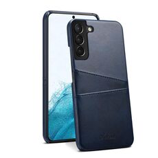 Per Samsung Galaxy S22+ Custodia protettiva per retro con struttura in vitello con slot per schede (blu)