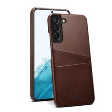 Per Samsung Galaxy S22+ Custodia protettiva posteriore con struttura in vitello con slot per schede (marrone)