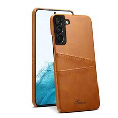 Per Samsung Galaxy S22+ Custodia protettiva posteriore con struttura in vitello con slot per schede (cachi)