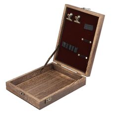 Borsa a tracolla portatile multifunzionale per artisti vintage in legno fatta a mano (cachi)