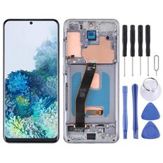 Schermo LCD originale Super AMOLED con digitalizzatore assemblaggio completo con cornice per Samsung Galaxy S20 5G SM-G981B (argento)