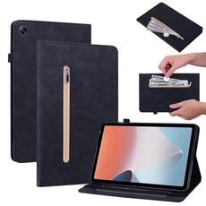 Custodia per tablet in pelle con cerniera in tinta unita per OPPO Pad Air Skin Feel (nero)