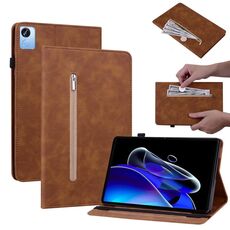 Custodia per tablet in pelle con cerniera in tinta unita Realme Pad X Skin Feel (marrone)