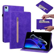 Per Realme Pad X Skin Feel Custodia per tablet in pelle con cerniera in tinta unita (viola)