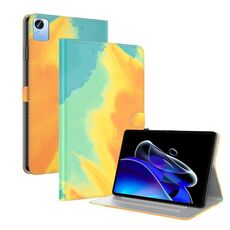 Per Realme Pad X Custodia per tablet in pelle con motivo ad acquerello (foglie d'autunno)