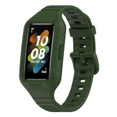 Per Huawei Band 8 / Huawei Band 7 / Honor Band 6 Cinturino in silicone integrato universale (verde militare)