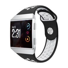 Per Fitbit Ionic Cinturino in silicone bicolore traspirante (nero bianco)