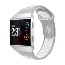 Per Fitbit Ionic cinturino in silicone bicolore traspirante (grigio bianco)