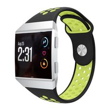 Per Fitbit Ionic Cinturino in silicone bicolore traspirante (nero giallo)