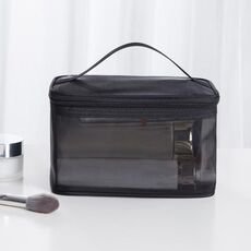 Borsa cosmetica da toilette portatile multifunzionale di grande capacità, colore: nero a strato singolo