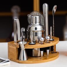 BY-F12 Set di agitatori per bar con base in legno semicircolare, specifiche: 350 ml