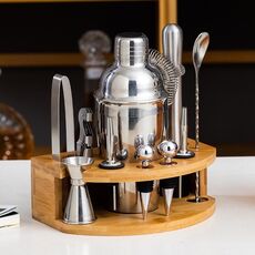 BY-F12 Set di agitatori per barra con base in legno semicircolare, specifiche: 550 ml