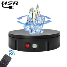 22 cm di ricarica USB supporto girevole supporto per riprese video giradischi, carico: 10 kg, nessuna batteria (nero)