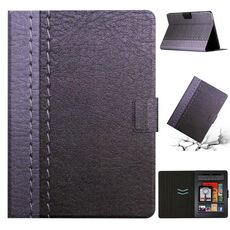 Per Amazon Kindle Paperwhite 5 Custodia per tablet in pelle a tinta unita con cuciture (grigio)
