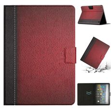 Per Amazon Kindle Fire HD 8 2020 Custodia per tablet in pelle a tinta unita con cuciture (rosso)