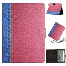 Per Amazon Kindle Fire HD 8 2020 Custodia per tablet in pelle a tinta unita con cuciture (rosa rossa)
