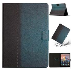 Per Amazon Kindle Fire HD 10 2015 Custodia per tablet in pelle a tinta unita con cuciture (verde)